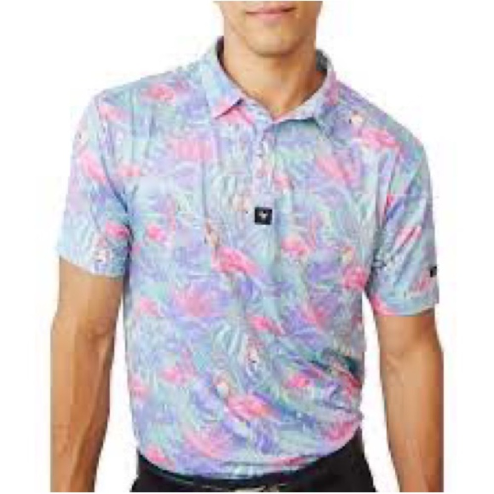 Bad birdie flamingo polo.  NWOT size large